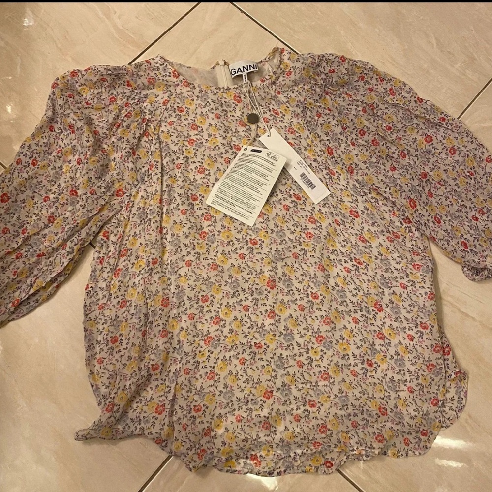 Ganni floral blouse size large - Picture 2 of 5